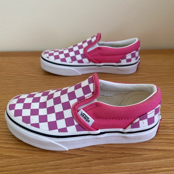 Vans Pink and White Checkered Kids Shoes - Picture 6 of 10
